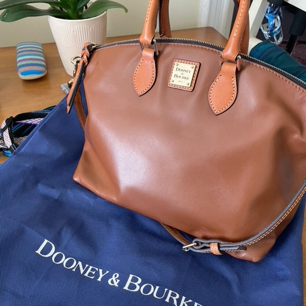 Dooney & Bourke British Brown Calfskin Leather 2 way Satchel Crossbody Bag NWOT